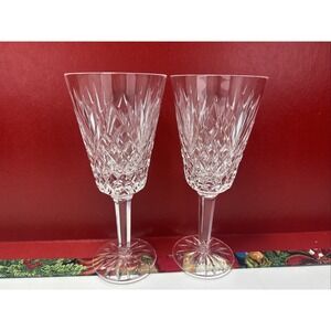 Tyrone Antrim Irish Crystal Water Goblets 7.25" Signed TYRONE – Set of 2 Read